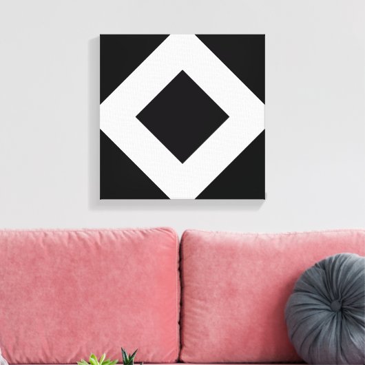 Toile Diamant noir, Bordure en blanc gras (Insitu(Salon))