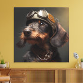 Toile Dieselpunk À poils durs Dachshund Steampunk Gogget (Insitu(Salon))