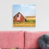 TOILE DIEU BLESS AMERICA BARN DRAPEAU ET CHAMPS (Insitu(Salon))