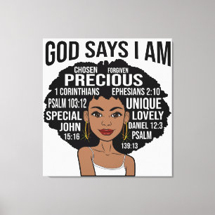 Toile Dieu dit que je suis Black Christian Femmes Melani