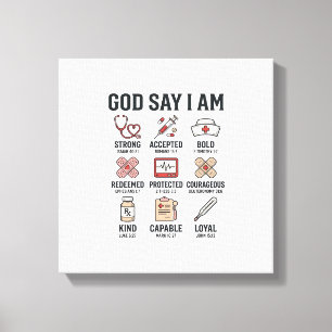 Toile Dieu dit que je suis infirmière Foi Design de grav