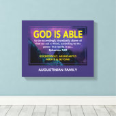 Toile DIEU EST CAPABLE | Ephésiens 3:20 Nom | Christian (Insitu (Plancher de Bois))