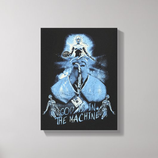 Toile Dieu est dans la machine - Techno-Dystopian Design (Recto)