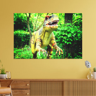 Toile Dinosaure en Forêt image imprimée sur Premium Wrap