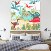 Toile Dinosaure mignon enfants de la jungle préhistoriqu (Insitu(Chambre))