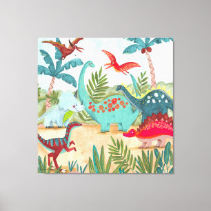 Toile Dinosaure mignon enfants de la jungle préhistoriqu