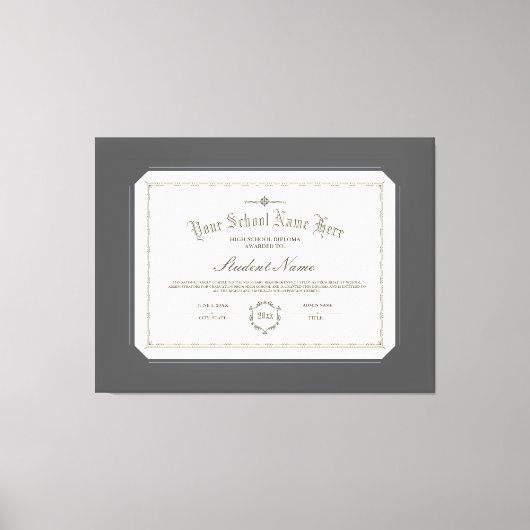 Toile Diplôme personnalisé traditionnel Charbon (Recto)