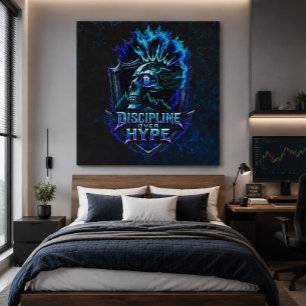 Toile Discipline sur Hype Blue Grunge Bitcoin 