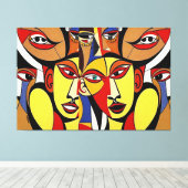 Toile Dissences, art cubiste (Insitu (Plancher de Bois))