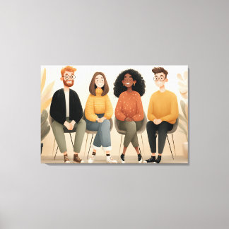 Toile Diverse Friends Sitting Together Cozy Illustration