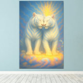 Toile Divine Twin White Tigers – Sacred Love & Celestial (Insitu (Plancher de Bois))