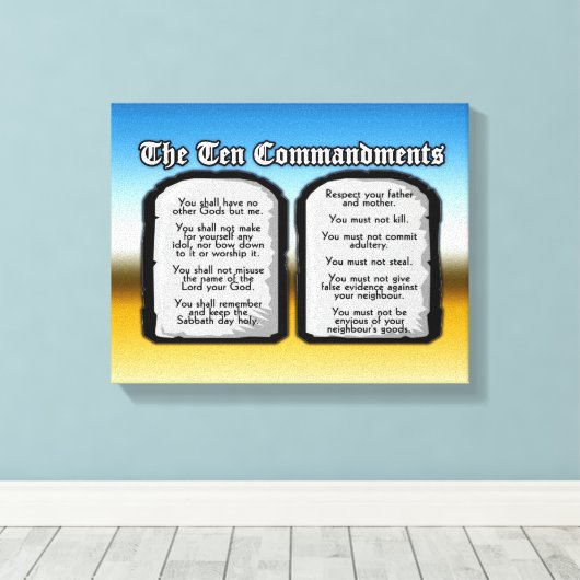 Toile Dix Commandements de la Sainte Bible, Loi de Dieu (Insitu (Plancher de Bois))