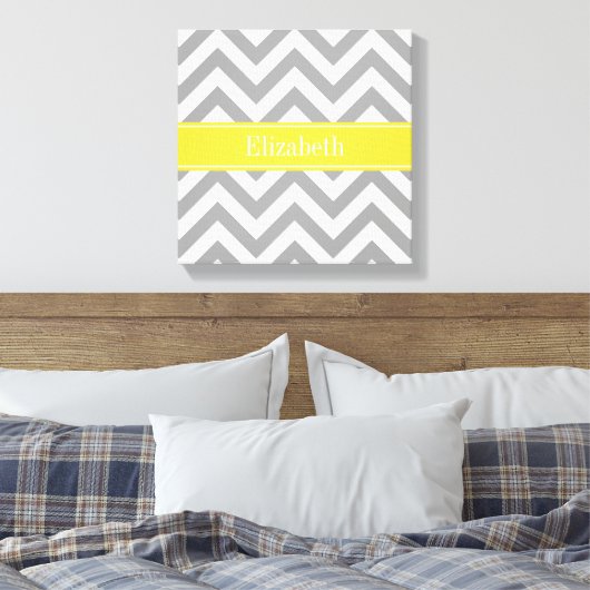 Toile Dk Gray White LG Chevron Pineapple Nom monogram (Insitu(Chambre))