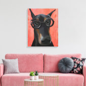 Toile Doberman avec lunettes (Insitu(Salon))