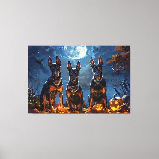 Toile Doberman Halloween Éffrayant (Recto)
