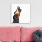 Toile Doberman hurle, gros plan (Insitu(Salon))