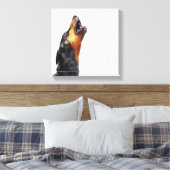 Toile Doberman hurle, gros plan (Insitu(Chambre))
