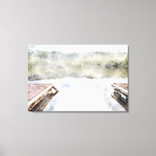 Toile Docks en bois sur la baie Faux Aquarelle