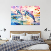 Toile Dolphin rêve aquarelle XL art (Insitu(Chambre))