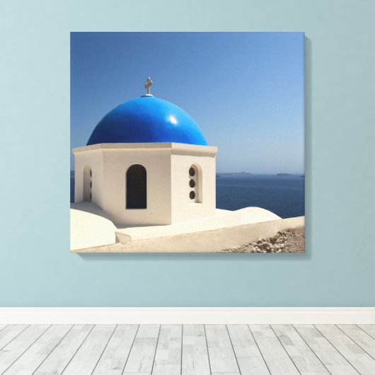 Toile Dôme bleu à Santorin (Insitu (Plancher de Bois))
