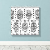 Toile Doodle de Hamsa tiré par la main indienne 6 (Insitu (Plancher de Bois))