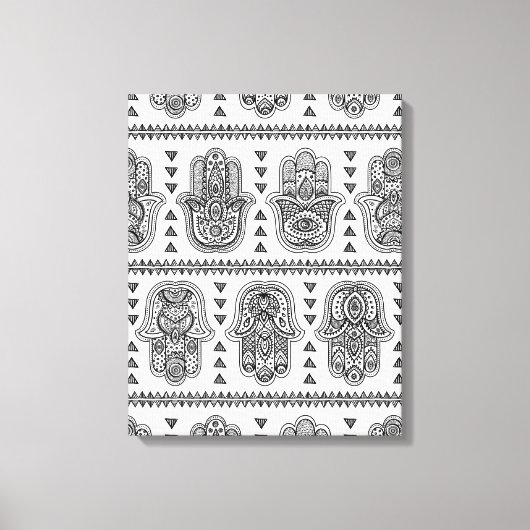 Toile Doodle de Hamsa tiré par la main indienne 6 (Recto)