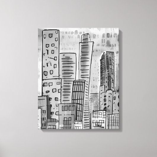 Toile Doodle de la ville de Black Grey (Recto)