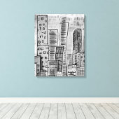 Toile Doodle de la ville de Black Grey (Insitu (Plancher de Bois))