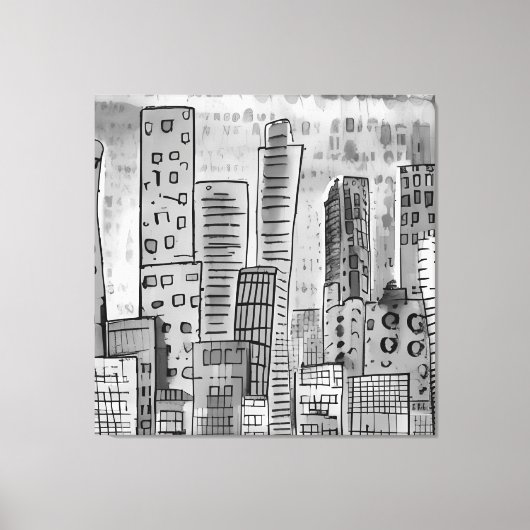 Toile Doodle de la ville de Black Grey (Recto)
