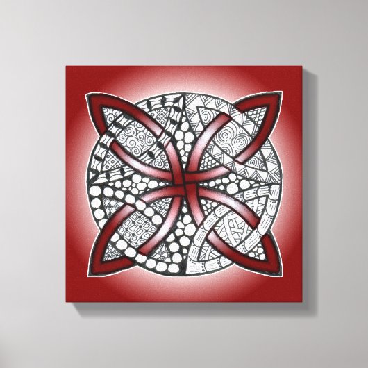 Toile Doodle de noeud celtique Maroon rouge (Recto)