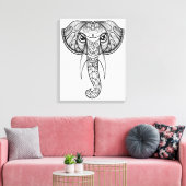 Toile Doodle de tête d'éléphant 11 (Insitu(Salon))