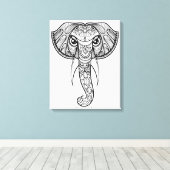 Toile Doodle de tête d'éléphant 11 (Insitu (Plancher de Bois))