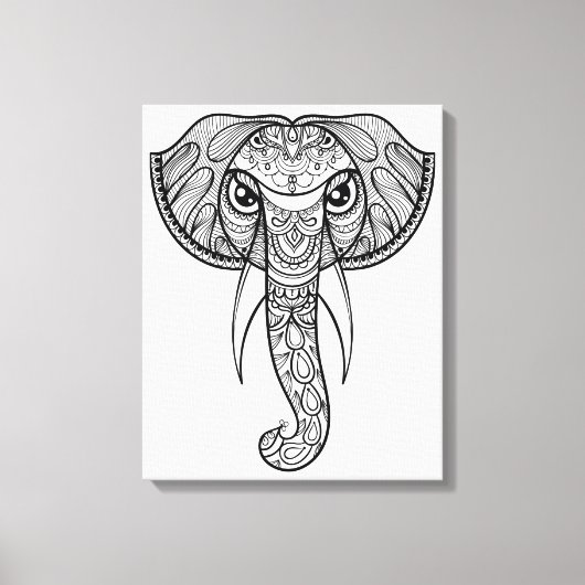 Toile Doodle de tête d'éléphant 11 (Recto)