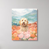 Toile Doodle Dog Peinture Champ de fleurs Joyeux (Recto)