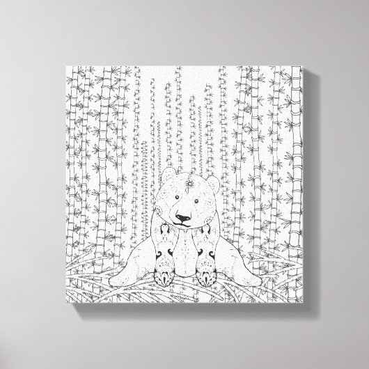 Toile Doodle Panda Bambou 6 (Recto)