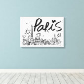 Toile Doodle Paris City (Insitu (Plancher de Bois))