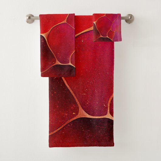 Toile d'or Abstraite sur Violet, Violet et Magenta (En situation)