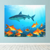 Toile Doré parmi les requins (Insitu (Plancher de Bois))