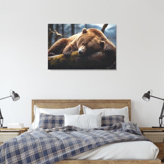 TOILE DORMIR GRIZZLY BEAR STRECTHE CANVAS IMPRIMER (Insitu(Chambre))