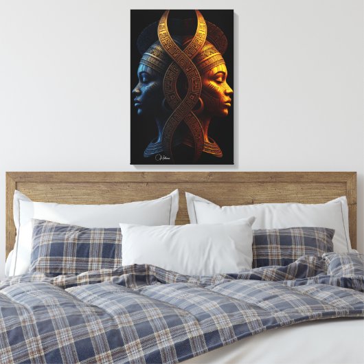 Toile Double Faces – Afrofuturisme Moderne Abstrait Géom (Insitu(Chambre))