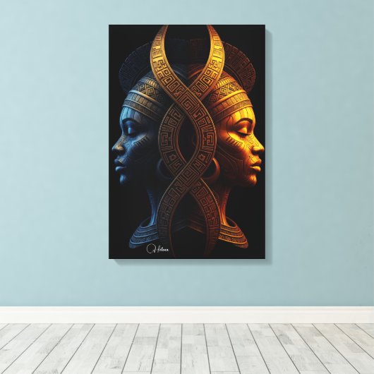 Toile Double Faces – Afrofuturisme Moderne Abstrait Géom (Insitu (Plancher de Bois))