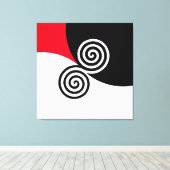 Toile Double spirale abstraite sur fond noir rouge et bl (Insitu (Plancher de Bois))
