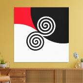 Toile Double spirale abstraite sur fond noir rouge et bl (Insitu(Salon))