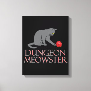 Toile Doungeon Meowster Drôle RPG Chat avec dés
