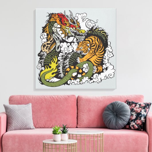 Toile dragon and tiger figfigting (Insitu(Salon))