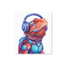 Dragon barbu Cyberpunk - Lézard joueur avec têtes