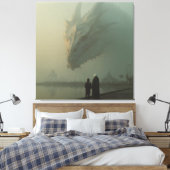 Toile Dragon Blanc Géant au-dessus de la Jetée de la Vil (Insitu(Chambre))