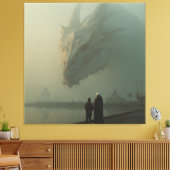Toile Dragon Blanc Géant au-dessus de la Jetée de la Vil (Insitu(Salon))