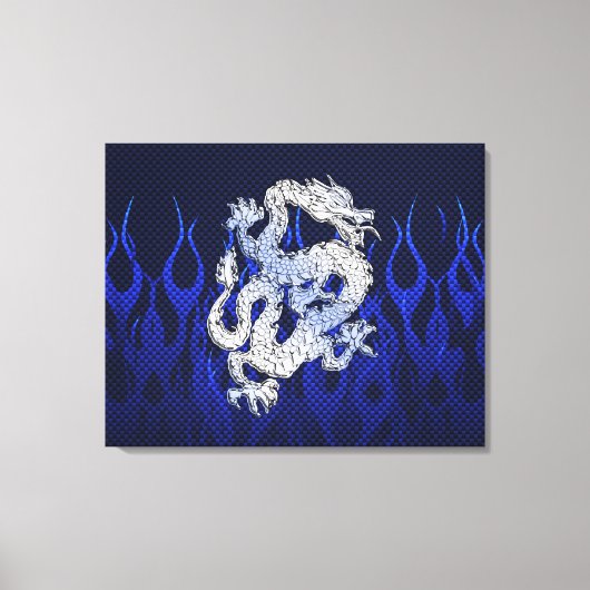Toile Dragon Bleu dans Chrome Styles de fibre de carbone (Recto)