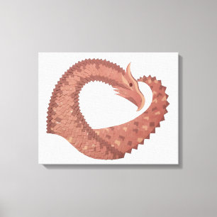 Toile Dragon cardiaque Brown en blanc